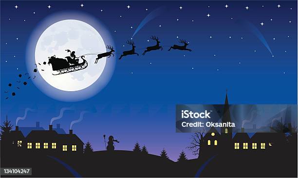 Christmas Night Stock Illustration - Download Image Now - Santa Claus, Christmas, In Silhouette