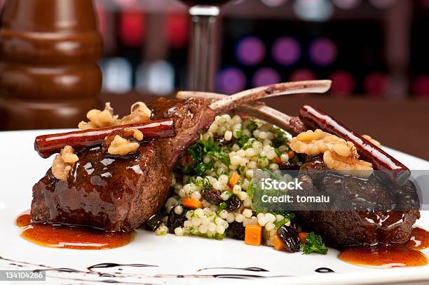 Lamb Chops In Restaurant Stock Photo - Download Image Now - Lamb Chop, Caramel, Couscous