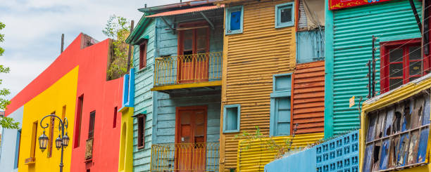 Caminito Street In La Boca Panorama With Colorful Buildings With Windows In Buenos  Aires Stock Photo - Download Image Now - iStock