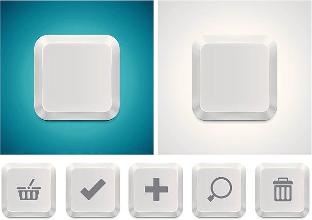 Computer keyboard button square icon Detailed icon representing white computer keyboard computer key stock illustrations