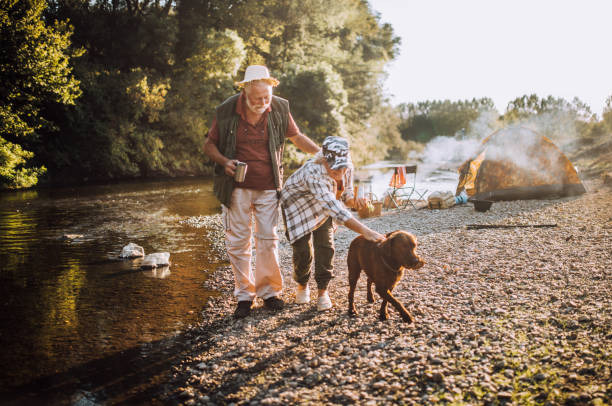 istock senior couple enjoying on the river and having fun 1341044634