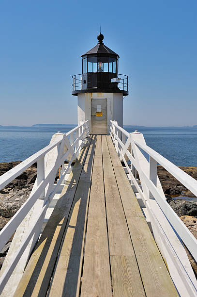 marshall point lighthouse, port clyde, maine, usa - port clyde stock-fotos und bilder