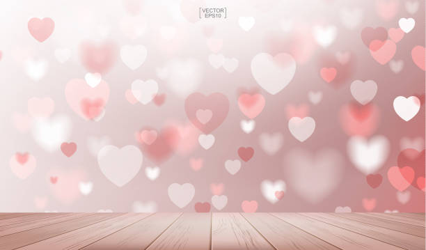 istock Wood floor with heart blurred background used for greeting card and wedding card. 1341046841
