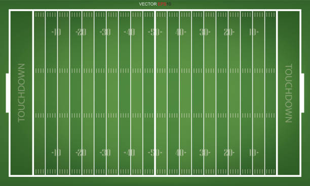 istock Top views of American football field. 1341046848