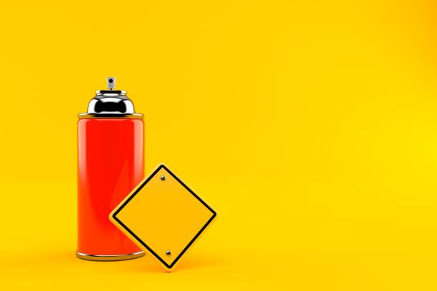 istock Spray can with blank road sign 1341052510