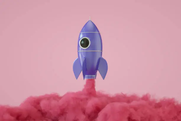 Photo of 3D Render Retro Rocket with Smoke