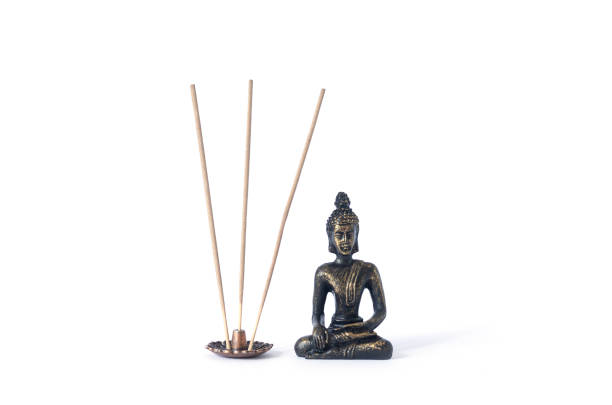 Incense in joss stick pot with Buddha statue to make a wish in the temple Thailand,Incense that was lit to worship,Make merit for Temple Thailand (Visakha Puja Day,Asalha Puja Day,Magha Puja Day)