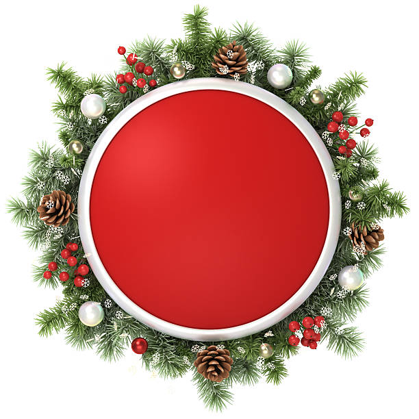 Christmas door frame with red middle stock photo