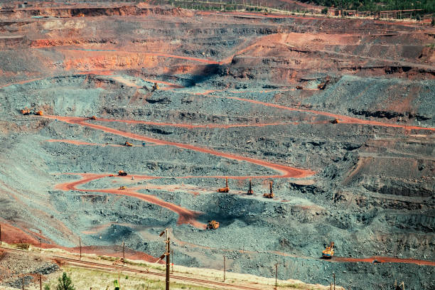 istock Iron ore extraction in the quarry of the Mikhailovsky mining and processing plant 1341064740