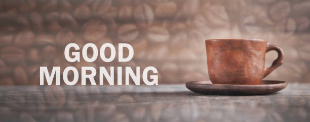 istock Brown coffee cup with a text Good Morning. 1341065292