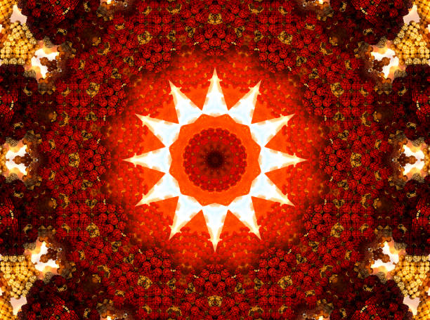 Glowing fiery oriental ornament, image for Buddhist mantra.