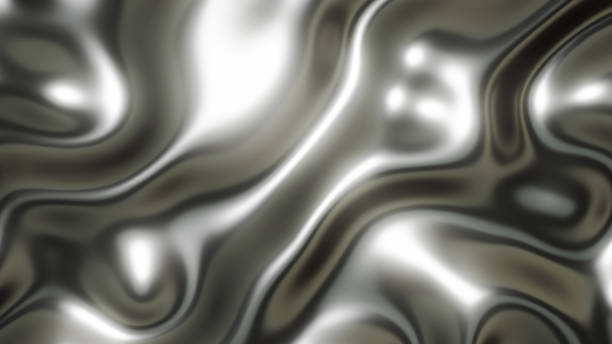 istock Silver chrome metal texture with waves, liquid metallic 1341072144
