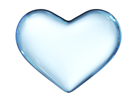 Transparent heart  isolated on white background. 3D Render