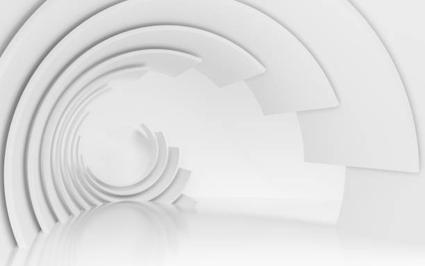 istock Blank white curved background, futuristic space, 3d rendering. 1341074934