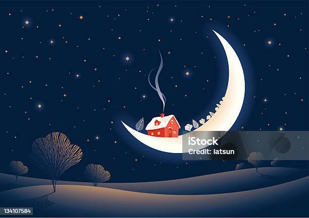 Christmas Moonlit Night Stock Illustration - Download Image Now - Journey, Moonlight, Arrival