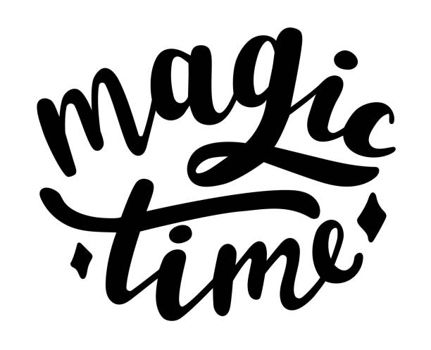 illustrazioni stock, clip art, cartoni animati e icone di tendenza di magic time - l'inverno e il periodo natalizio citano le scritte a mano. elementi di frasi vettoriali per inviti, calendario, organizzatore, biglietti, striscioni, poster, tazza, scrapbooking, federe - letter i interface icons information medium data