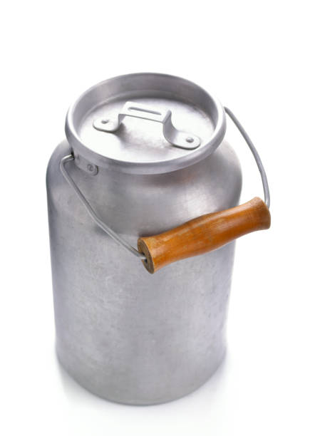 istock Milk can container isolated at white background 1341078423