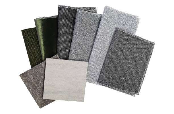 istock multi texture and pattern of fabric and stone tile samples swatch in grey and green color tone isolated on white background with clipping path. drapery and floor tile material for selection. 1341079579