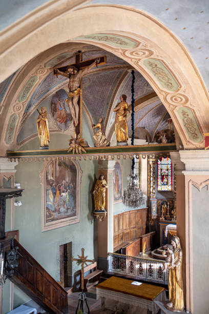 istock Interior of an old church 1341082194