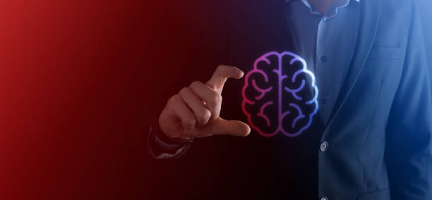 istock Businessman holding abstract brain and icon tools, device, customer network connection communication on virtual , innovative development future technology, science, innovation and business concept. 1341084419