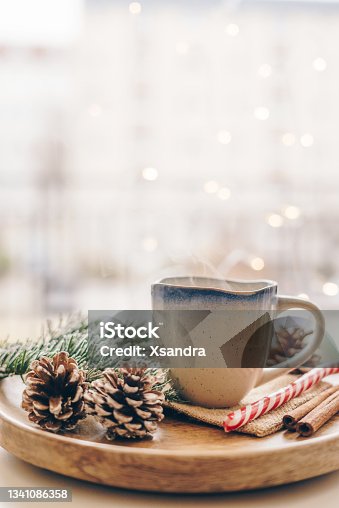 istock Hot chocolate with Christmas decoration 1341086358