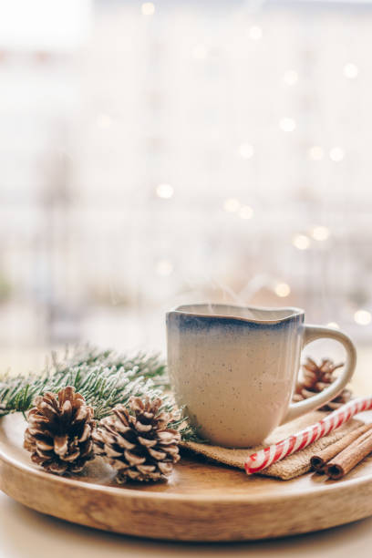 Hot chocolate with Christmas decoration Cup of hot chocolate  with Christmas decorations winter still life stock pictures, royalty-free photos & images