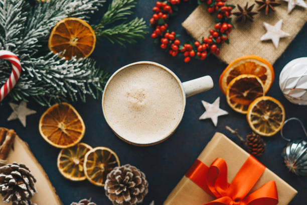 Cup of hot chocolate  with Christmas decorations