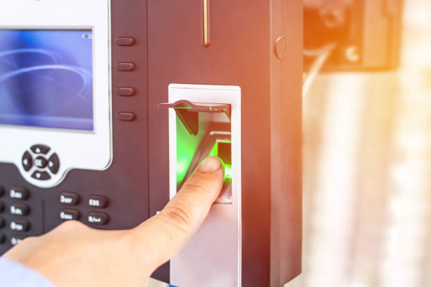istock Hand a man Finger scan on machine  Security concept and safety 1341086613