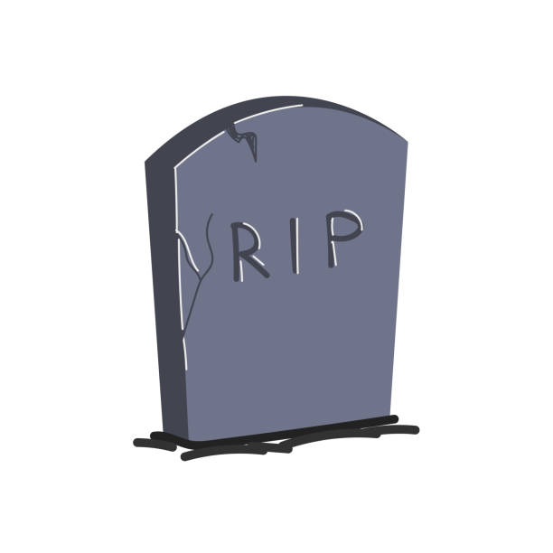 istock Drawing gravestone isolated. Gray monument on grave of RIP. Tombstone hand-drawn vector illustration 1341086694
