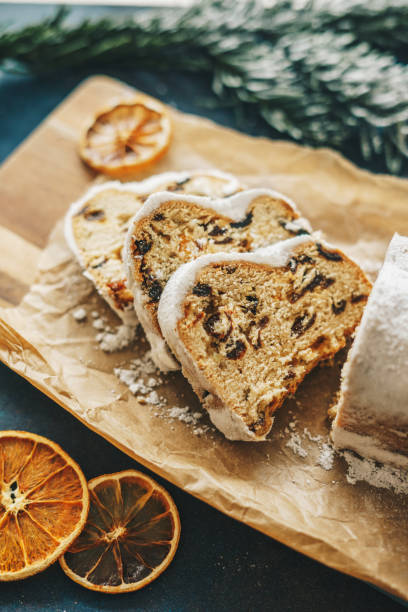 istock Christmas stollen with winter holidays decoration 1341087505