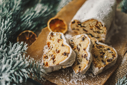 Traditional Christmas pastry dessert - Stollen