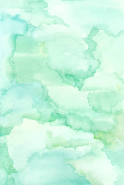 istock Hand painted of light green and blue mixture abstract watercolor background. 1341087844