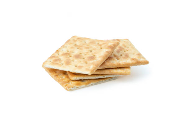 istock Close up healthy whole wheat cracker Stacked on white background for Used to be an element of the image 1341089128