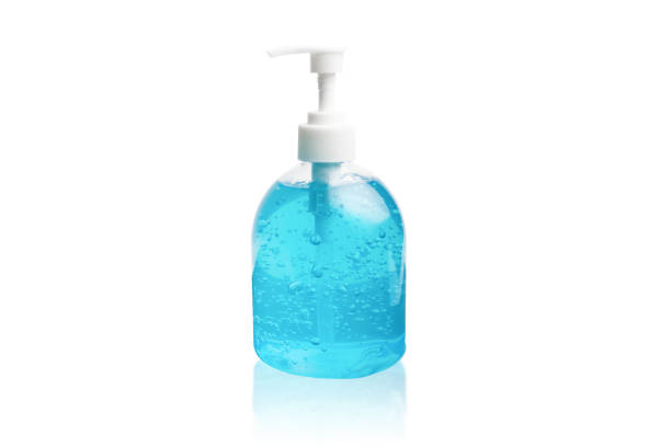istock Alcohol gel in clear plastic Pump type bottles on the white background 1341090246