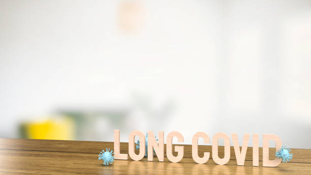 The long covid text and virus for medical or outbreak  concept 3d rendering long covid text and virus for medical or outbreak  concept 3d rendering long covid stock pictures, royalty-free photos & images