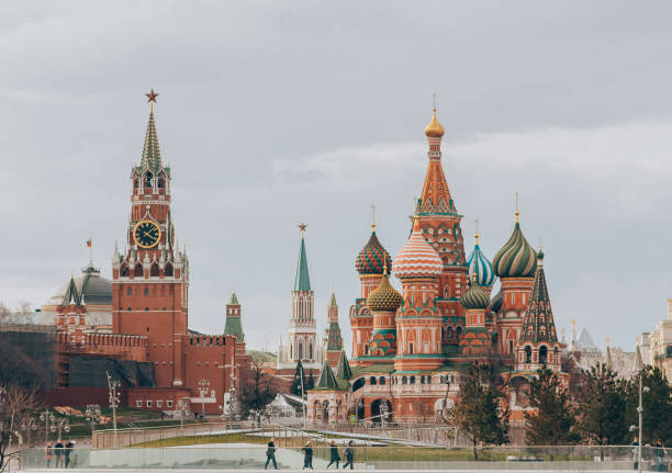 Scenic view of Red Square in Moscow. Scenic view of Red Square in Moscow. St Basil's Church in Moscow, Russia. Moscow Kremlin moscow stock pictures, royalty-free photos & images