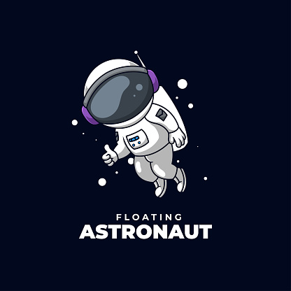 Floating Astronaut Cute Cartoon Creative Logo Design Mascot Illustration