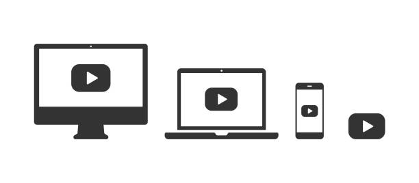 zestaw ikon dla filmu, wideo i przycisku odtwarzania. - dvd player computer icon symbol icon set stock illustrations