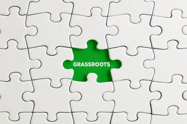 Green missing puzzle piece with the word grassroots.