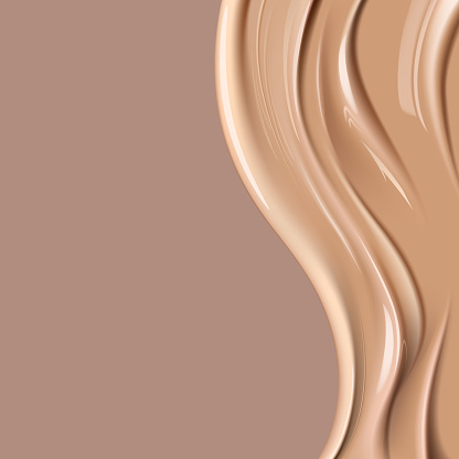 Realistic foundation creamy texture for beauty products ad, 3d effect. Foundation liquid design