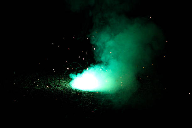 istock Ground Spinner Firework in the street 1341099077