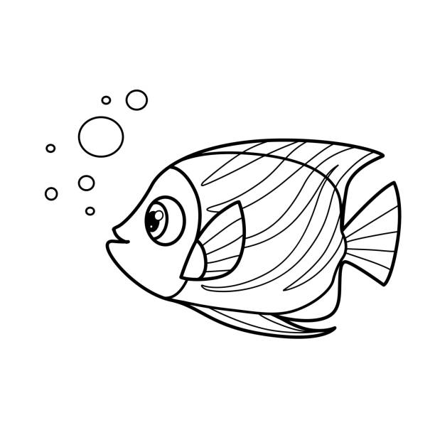 Ilustración de Dibujos Animados Grandes Peces De Mar Delineados Para  Colorear Página Aislado Sobre Fondo Blanco y más Vectores Libres de  Derechos de Pescar - iStock