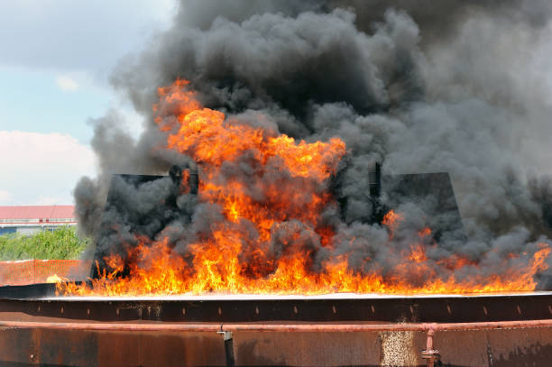 istock Fire with high flames and a large cloud of black smoke 1341102601
