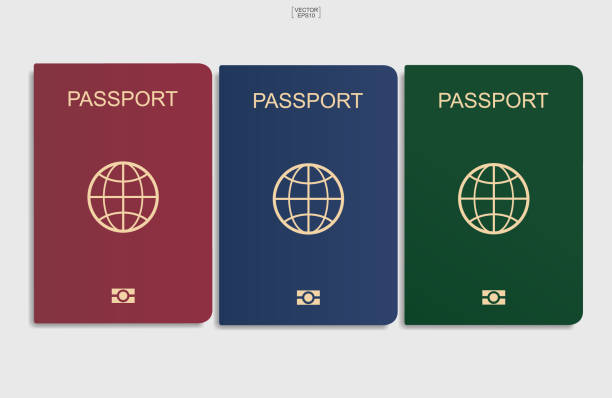 Passport on white background. Set of passport on white background. Vector illustration. blue us passport cover stock illustrations