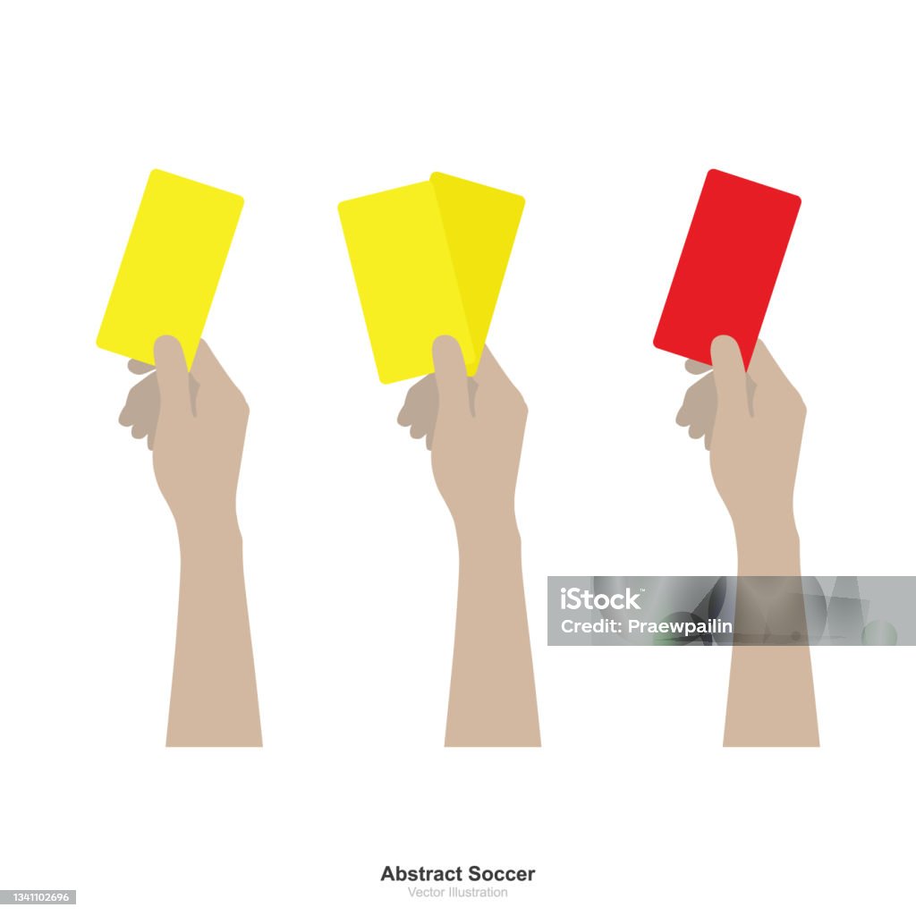 Hand showing yellow card and red card on white background. - Royalty-free Voetbal - Teamsport vectorkunst