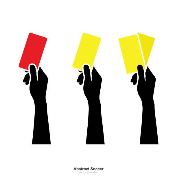 stockillustraties, clipart, cartoons en iconen met hand showing yellow card and red card on white background. - gele kaart illustraties