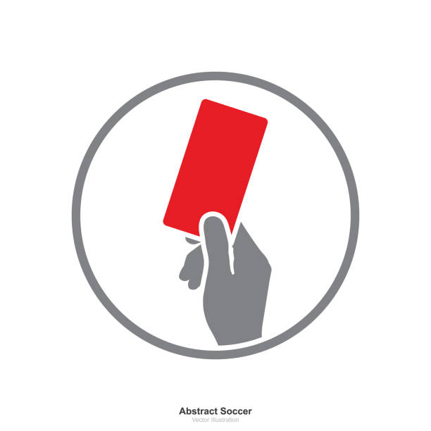 Hand showing red card icon on white background. Hand showing red card icon on white background. Abstract sign and symbol for soccer sport. Vector illustration. judge sports official stock illustrations