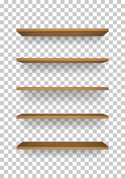 istock Wooden shelf on transparent background with soft shadow. 3D empty wooden shelves. 1341107074