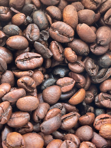 Close up view a group of coffee bean