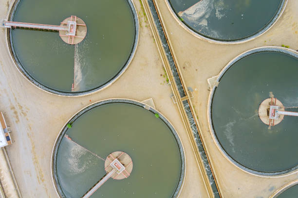istock Aerial view of water treatment plant recirculation solid sedimentation tank 1341115468